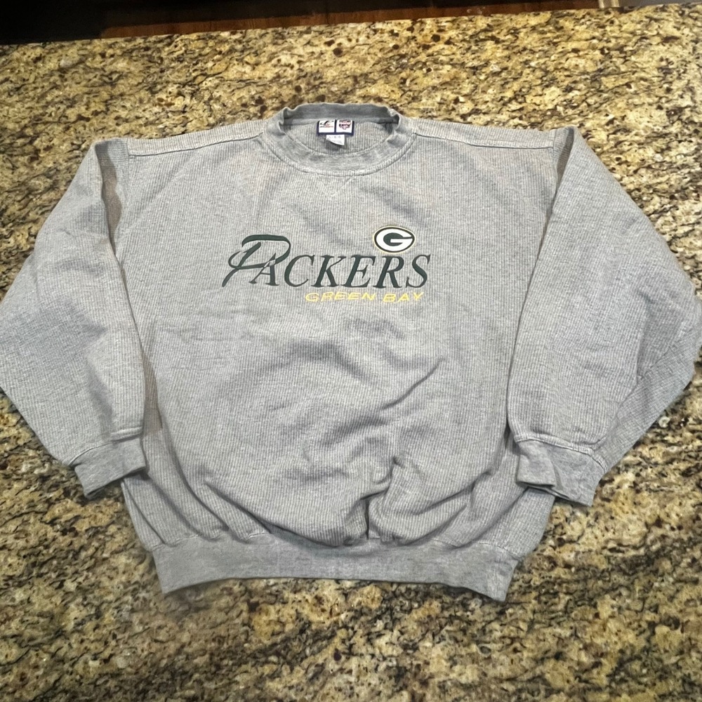 Vintage Logo Athletic Green Bay Packers Sweatshirt Mens Large Gray NFL Game Day